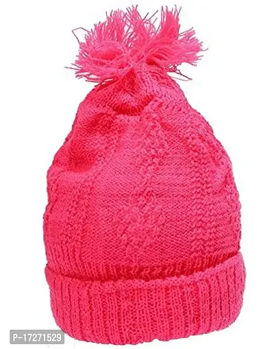 GOURAVSUMANA New Born Baby Winter Warm Fleece Knitted Woolen Cap for Kids Baby Boy's  Baby Girls (Orange  Pink, 3-6 Months)-thumb5