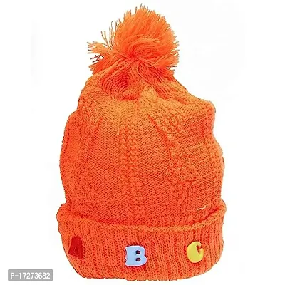 GOURAVSUMANA Baby Winter Warm Soft Kids Woolen Cap Boys  Girl's (Orange; Pack of 1) (18-24 Months)