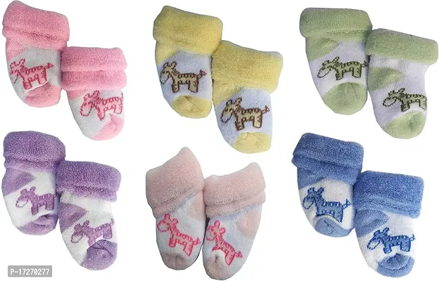 GOURAVSUMANA Baby Soft Cotton Socks (Multicolor; 0-6 Months) Set of 6 Pairs