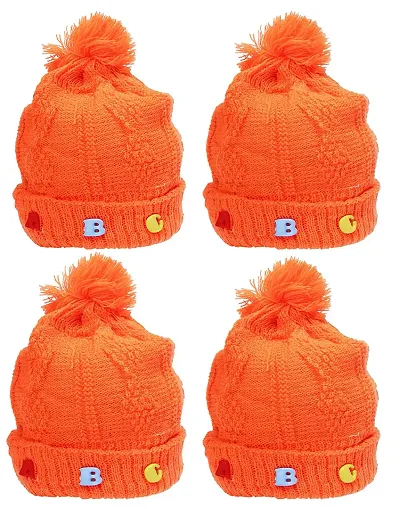 GOURAVSUMANA New Born Baby Winter Warm Fleece Knitted Woolen Cap for Kids Baby Boy's & Baby Girls