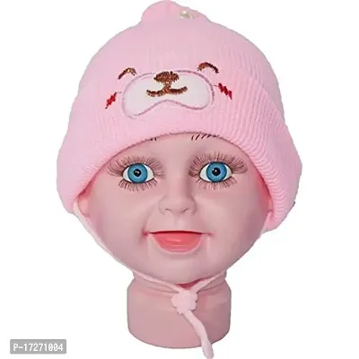 GOURAVSUMANA Baby Winter Warm Soft Kids Woolen Cap Boys  Girl's (Pink; Pack of 1)-thumb0