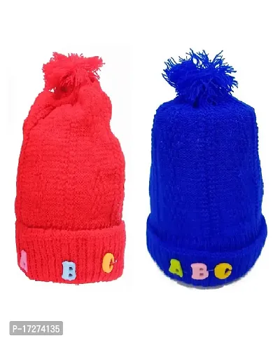 GOURAVSUMANA Baby Winter Warm Soft Kids Woolen Cap Boys  Girl's (Multicolor; 12-18 Months) Pack of 2