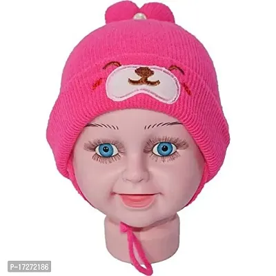 GOURAVSUMANA Baby Winter Warm Soft Kids Woolen Cap Boys  Girl's (Magenta; Pack of 1) (6-12 Months)