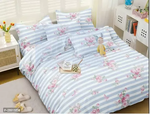 Comfortable Cotton Double Bedsheet with Pillow Covers-thumb0