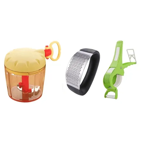 premium kadi chopper + garlic crush + 2in1 veg cutter-peeler