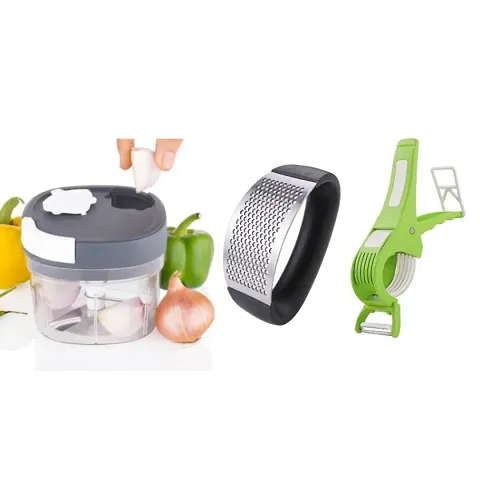 premium 550ML square chopper + garlic crusher + 2in1 cutter-peeler