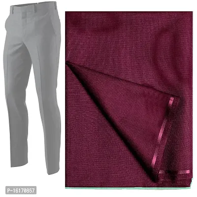 BELLARA Viscose Lycra Solid Maroon Formal Men Women Formal Trouser Pant Fabric - Steachable 1.2 Meter Formal Trouser Pant Cloth (UNSTITCHED)