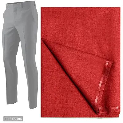 BELLARA Viscose Lycra Solid Red Formal Men Women Formal Trouser Pant Fabric - Steachable 1.2 Meter Formal Trouser Pant Cloth (UNSTITCHED)