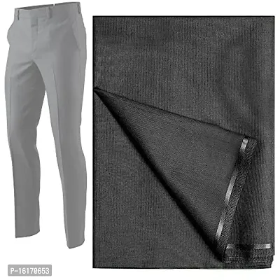 BELLARA Viscose Lycra Solid Dark grey Formal Men Women Formal Trouser Pant Fabric - Steachable 1.2 Meter Formal Trouser Pant Cloth (UNSTITCHED)