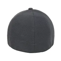 Zacharias Men's Polycotton Flexi Stretch Fit Closed Back Cap FC-01 (Dark-grey_Pack of 1) (Free sIZE)-thumb2