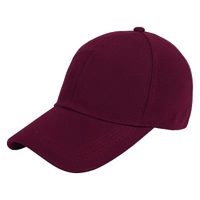 Zacharias Men's Polycotton Flexi Stretch Fit Closed Back Cap FC-01 (Maroon_Pack of 1) Free-Size)