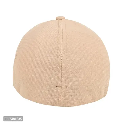 Zacharias Men's Polycotton Flexi Stretch Fit Closed Back Cap FC-01 (Beige-Dark-grey_Pack of 2) (Free Size)-thumb2