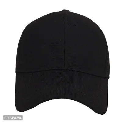 Zacharias Men's Polycotton Flexi Stretch Fit Closed Back Cap FC-01 (Black_Pack of 2) (Free Size)-thumb2