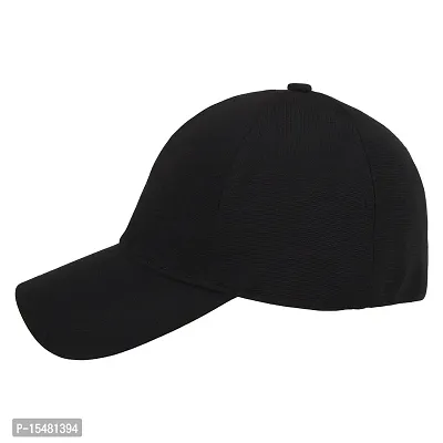 Zacharias Men's Polycotton Flexi Stretch Fit Closed Back Cap FC-01 (Black_Pack of 2) (Free Size)-thumb3