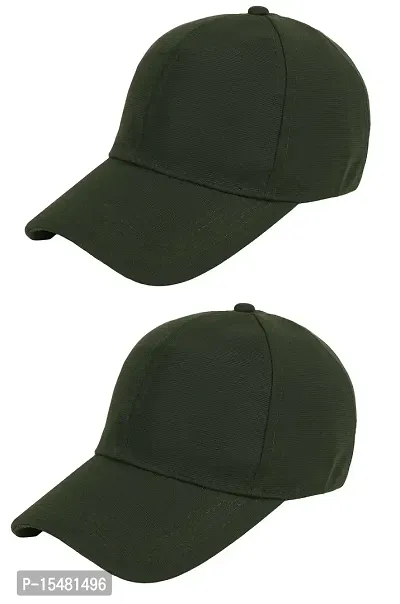 Zacharias Men's Polycotton Flexi Stretch Fit Closed Back Cap FC-01 (Green_Pack of 2) (Free Size)-thumb0