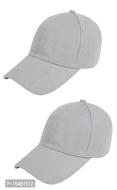 Zacharias Men's Polycotton Flexi Stretch Fit Closed Back Cap FC-01 (Light-grey_Pack of 2) (Free Size)-thumb0