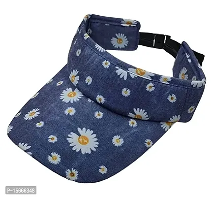 Zacharias Women's Cotton Floral Printed Visor Cap (Pack of 1) (sf-01_Dark Blue; Free Size)