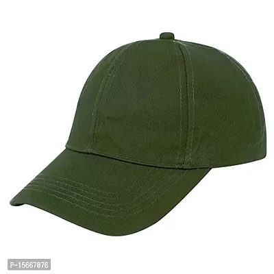 Zacharias Unisex's Cotton Adjustable Plain Solid Baseball Cap (Green_Free Size) (Pack of 1)