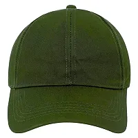 Zacharias Unisex's Cotton Adjustable Plain Solid Baseball Cap (Green_Free Size) (Pack of 1)-thumb3