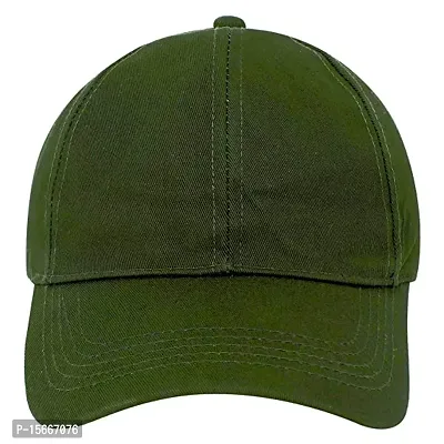 Zacharias Unisex's Cotton Adjustable Plain Solid Baseball Cap (Green_Free Size) (Pack of 1)-thumb4