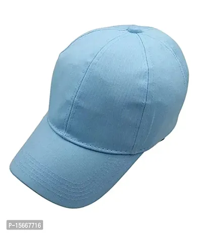 Zacharias Unisex's Cotton Adjustable Plain Solid Baseball Cap (Sky Blue_Free Size) (Pack of 1)