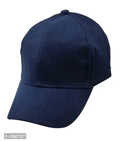 Zacharias Unisex's Cotton Adjustable Plain Solid Baseball Cap (Dark Blue_Free Size) (Pack of 1)-thumb0