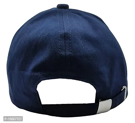 Zacharias Unisex's Cotton Adjustable Plain Solid Baseball Cap (Dark Blue_Free Size) (Pack of 1)-thumb2