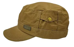 Zacharias Men's Cotton Solid Baseball Army Military Cap (X-Large_Beige) (Pack of 1) a-14-thumb1