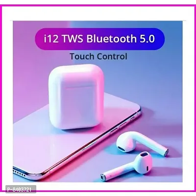 NEW I-12 TWS Bluetooth Headset with Mic and touch Bluetooth Headset  (White, True Wireless)