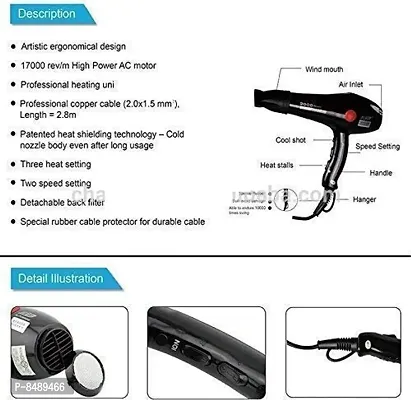 Professional Salon Hair Dryer For Men Amp Women 2 Speedamp 2 Heat Removable Nozzle Hair Dryer 1800 W Black Red Hair Styling Others-thumb3