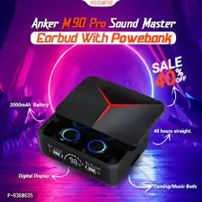 Earbuds M90 PRO with Power Bank Upto 150 Hours Playback Bluetooth Headset  (Black, True Wireless)