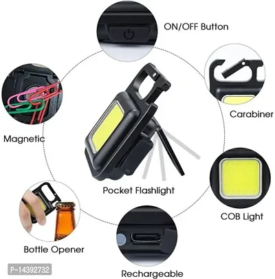 NEW mini key chain light rechargeble with charging cable LED Front Light  (Black)-thumb2