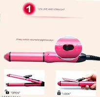 AK NEW Nova NHC-2009 2-in-1 Hair Beauty Set l Straightener and Curler (Pack of 1) Handy Hair Styler l 2 in 1 Styling Iron PTC Heater l Ceramic Heating Plates Hair Straightener-thumb2