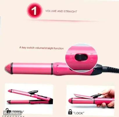 AK NEW Nova NHC-2009 2-in-1 Hair Beauty Set l Straightener and Curler (Pack of 1) Handy Hair Styler l 2 in 1 Styling Iron PTC Heater l Ceramic Heating Plates Hair Straightener-thumb3