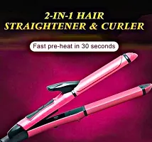 AK NEW Nova NHC-2009 2-in-1 Hair Beauty Set l Straightener and Curler (Pack of 1) Handy Hair Styler l 2 in 1 Styling Iron PTC Heater l Ceramic Heating Plates Hair Straightener-thumb3