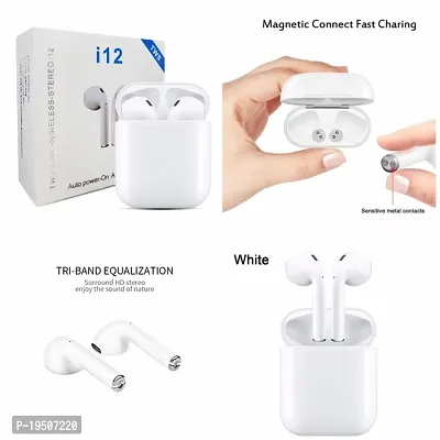 New i12 TWS AIRPODS Bluetooth Earphones Touch Sensor with in Built Mic and High Bass Level , Wireless Bluetooth Bluetooth Headphones  Earphones