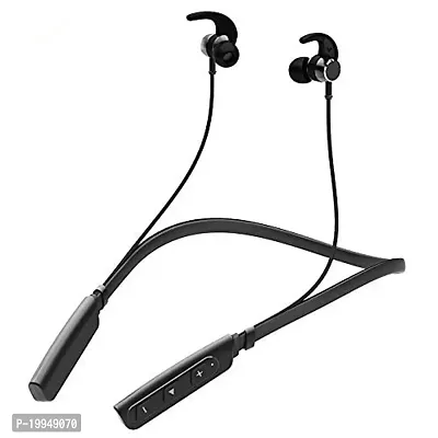 R-235 Wireless Neckband with Mic Powerful Stereo Sound Quality Bluetooth Headset Bluetooth Headset  (Black, On the Ear)-thumb0