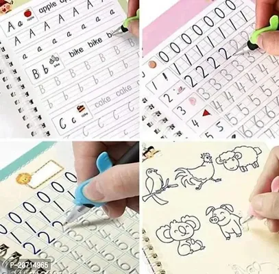 Magic Practice Copybook, Number Tracing Book For Preschoolers With Pen, Magic Calligraphy Copybook Set Practical Reusable Writing Tool Simple Hand Lettering-thumb0