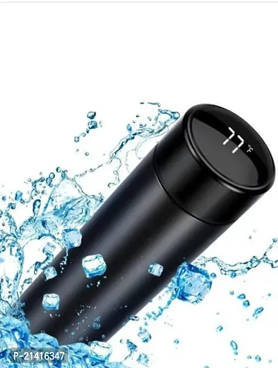 Smart LED Temperature Display Water Bottle, Insulated Hot and Cold Water Bottle, 500 ml Bottle  (Pack of 1, Black, Steel)-thumb0