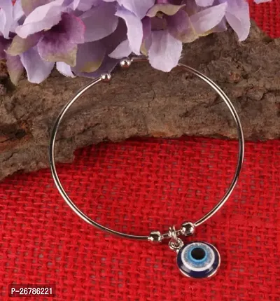 Trendy Silver Adjustable  Evil Eye  Bracelet Combo Turkish Blue Bangle style Charm bracelet For Boys Girls Men Woman-thumb5
