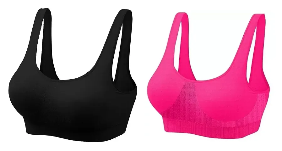 Women's Non Padded Wire Free Sports Bra (Pack Of 2)