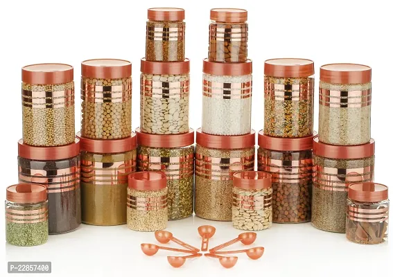 Printed Jar Kitchen Containers Grocery Container Set Of 18 Rose Gold - Kitchen Storage