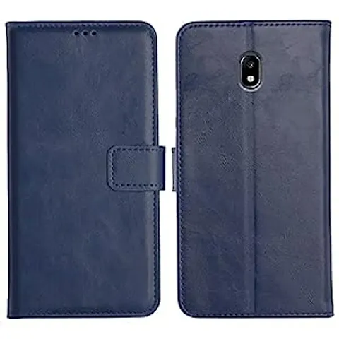 Cloudza Samsung Galaxy J7 Pro Flip Back Cover | PU Leather Flip Cover Wallet Case with TPU Silicone Case Back Cover for Samsung Galaxy J7 Pro Blue