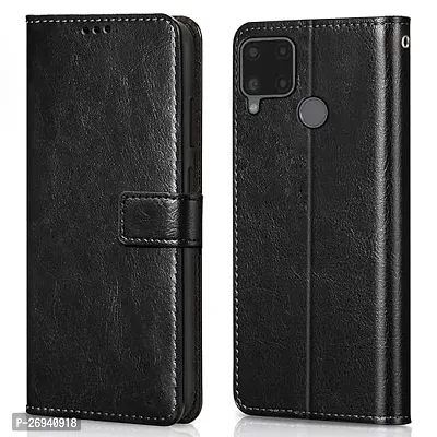 Realme C12 Realme C15 Realme C25s Narzo 20 Narzo 30A  Black Flip Cover