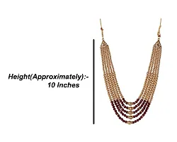 Krypmax Five Layers Golden and Maroon Pearl Beads Dulha Groom Sherwani Necklace/Moti Mala for Men for wedding-thumb3