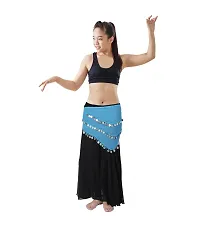 Krypmax Belly Dance Hip Scarf Waist Belt with Silver Coins for Women and Girls, Triangle Shape (Turquoise)-thumb2