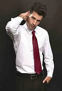 Krypmax Solid Satin Plain Neck Tie for Men, Boys (Free Size) (Maroon)-thumb2