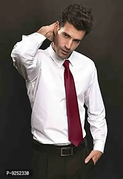 Krypmax Solid Satin Plain Neck Tie for Men, Boys (Free Size) (Maroon)-thumb3