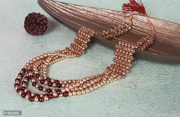 Krypmax Men's Multi-Stringed Antique Blend of Pearls Sherwani Necklace Groom Dulha Kantha Mala (Multicolour)-thumb3