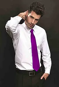 Krypmax Solid Satin Plain Neck Tie for Men, Boys (Free Size) (Purple)-thumb2